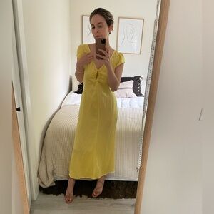 Reformation Yellow Silk Dress